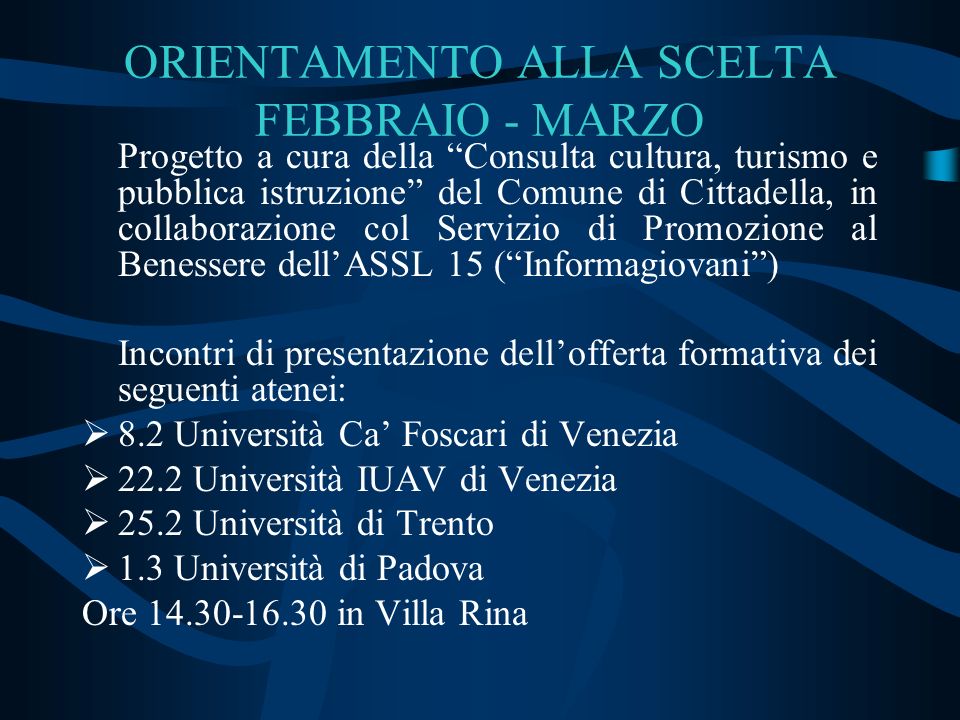 Orientamento In Uscita Ppt Scaricare